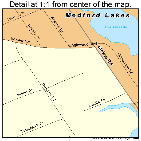 Medford Lakes, New Jersey road map detail