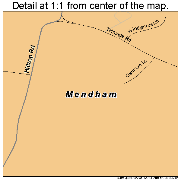 Mendham, New Jersey road map detail