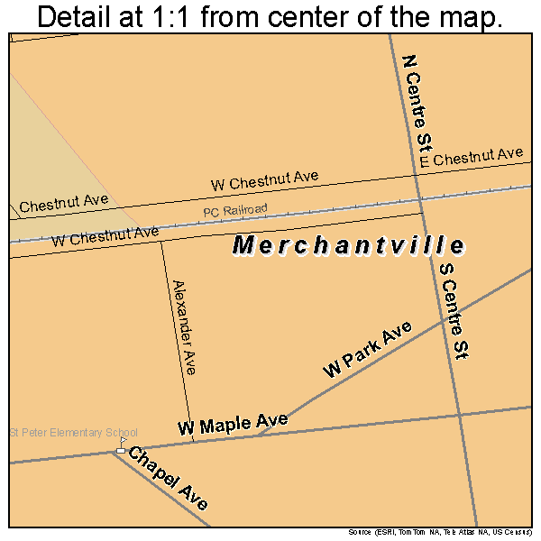 Merchantville, New Jersey road map detail