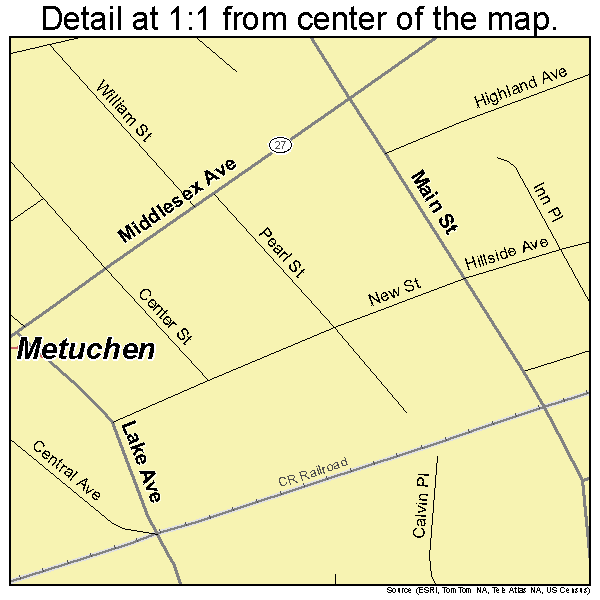 Metuchen, New Jersey road map detail