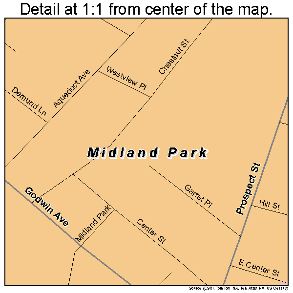 Midland Park, New Jersey road map detail