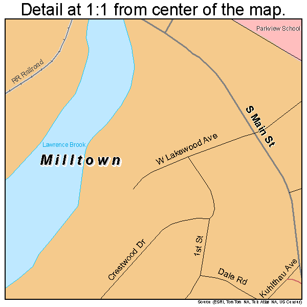 Milltown, New Jersey road map detail