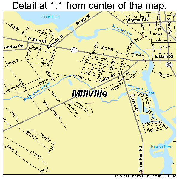 Millville, New Jersey road map detail