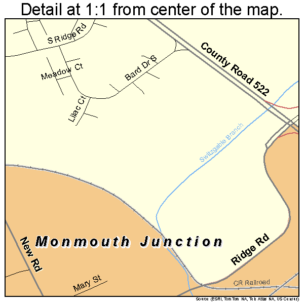 Monmouth Junction, New Jersey road map detail