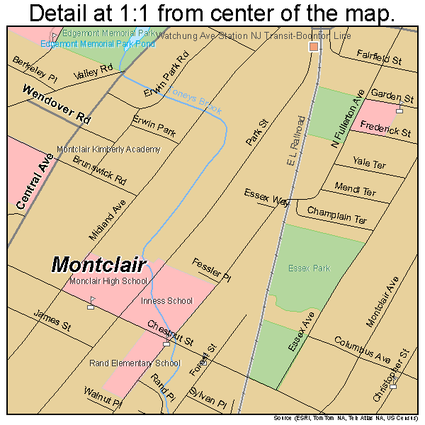 Montclair, New Jersey road map detail