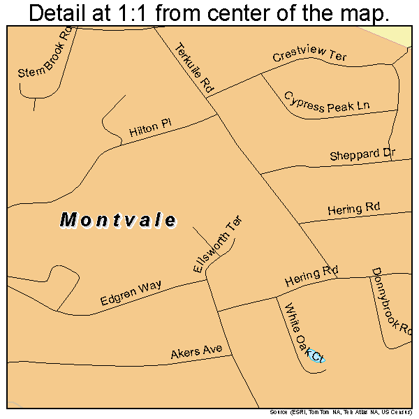 Montvale, New Jersey road map detail