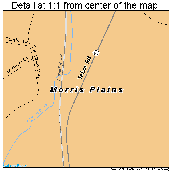 Morris Plains, New Jersey road map detail