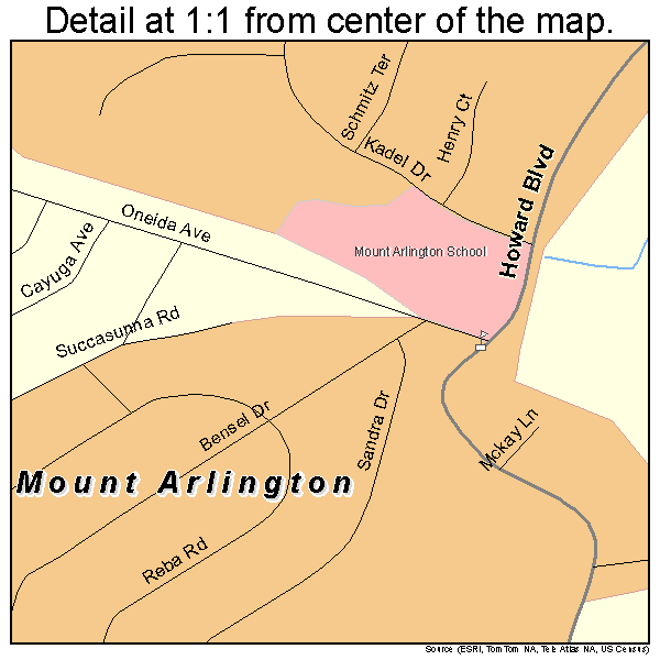 Mount Arlington, New Jersey road map detail