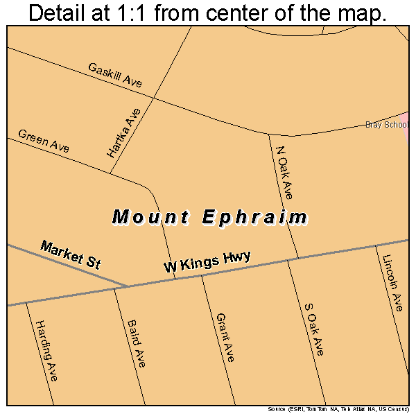 Mount Ephraim, New Jersey road map detail