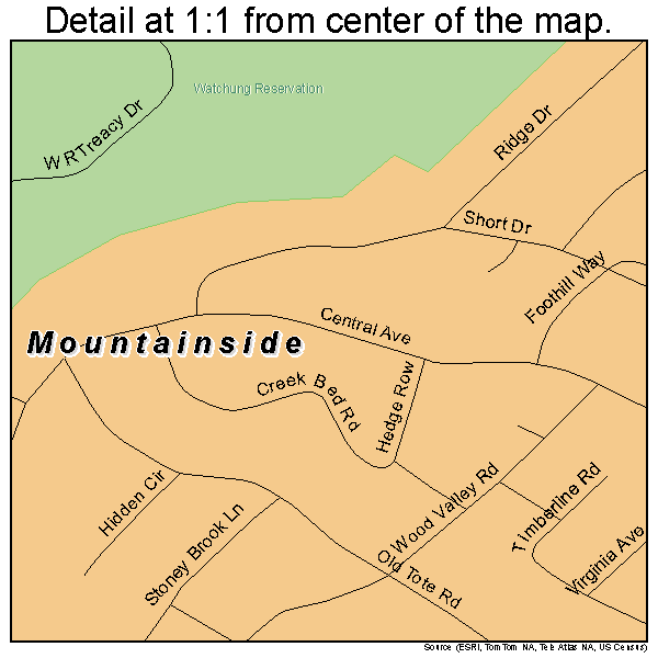 Mountainside, New Jersey road map detail