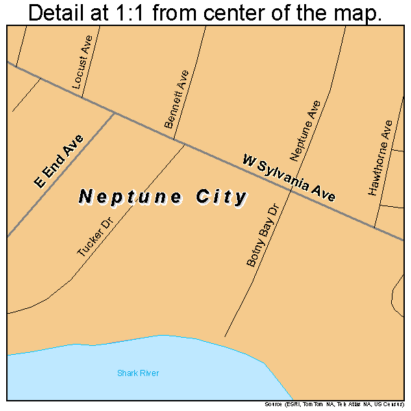 Neptune City, New Jersey road map detail