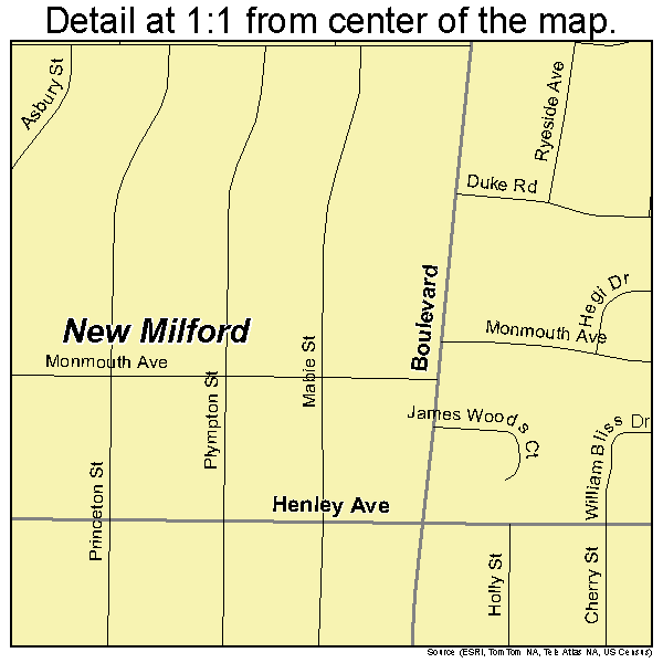 New Milford, New Jersey road map detail