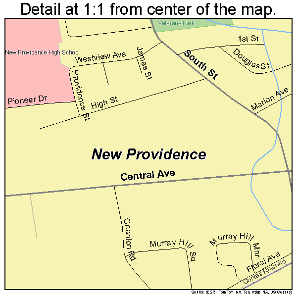 New Providence, New Jersey road map detail