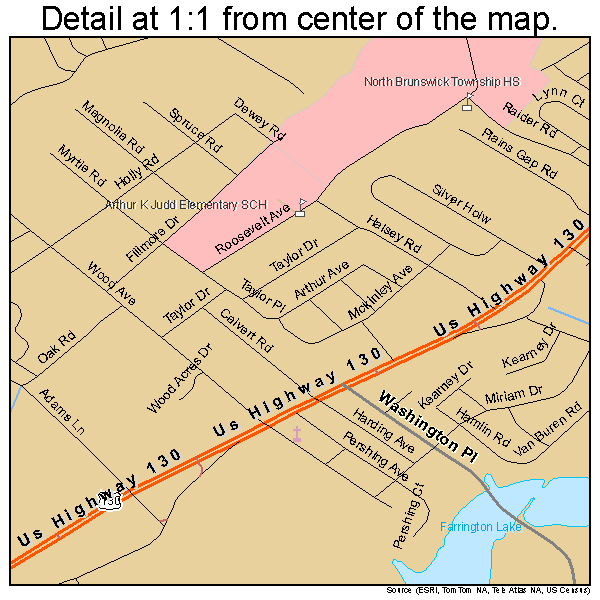 North Brunswick Township, New Jersey road map detail