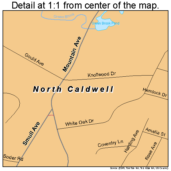 North Caldwell, New Jersey road map detail