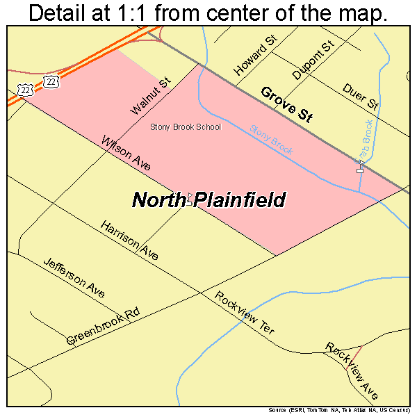 North Plainfield, New Jersey road map detail