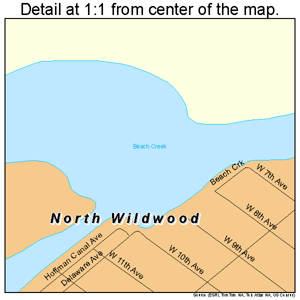 North Wildwood, New Jersey road map detail