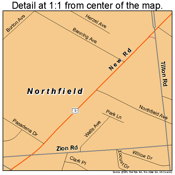 Northfield, New Jersey road map detail