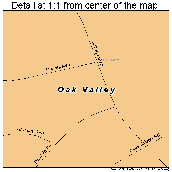 Oak Valley, New Jersey road map detail