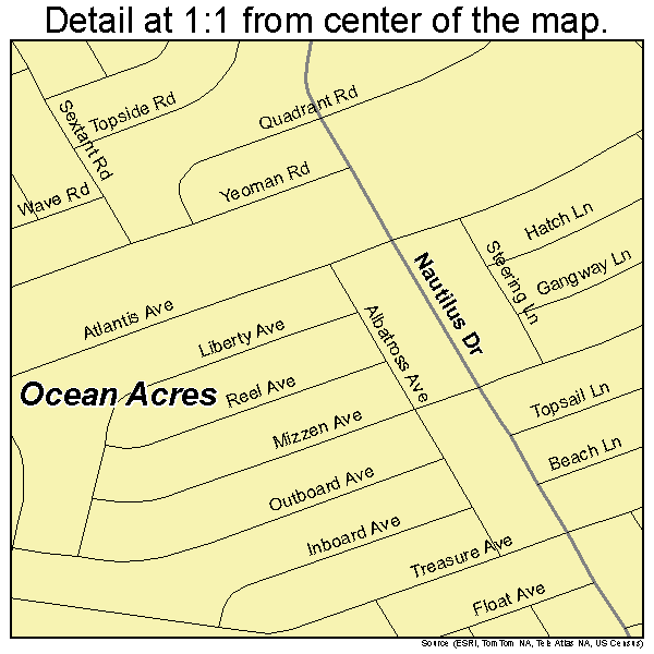 Ocean Acres, New Jersey road map detail