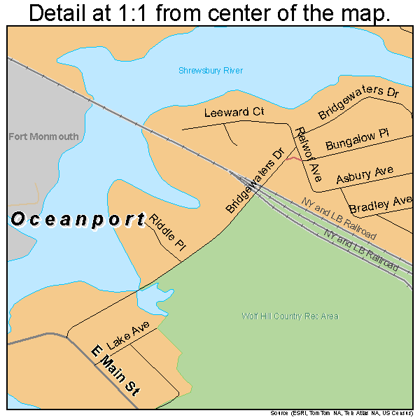 Oceanport, New Jersey road map detail