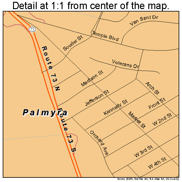 Palmyra, New Jersey road map detail
