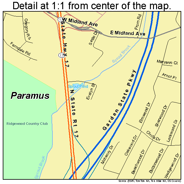 Paramus, New Jersey road map detail