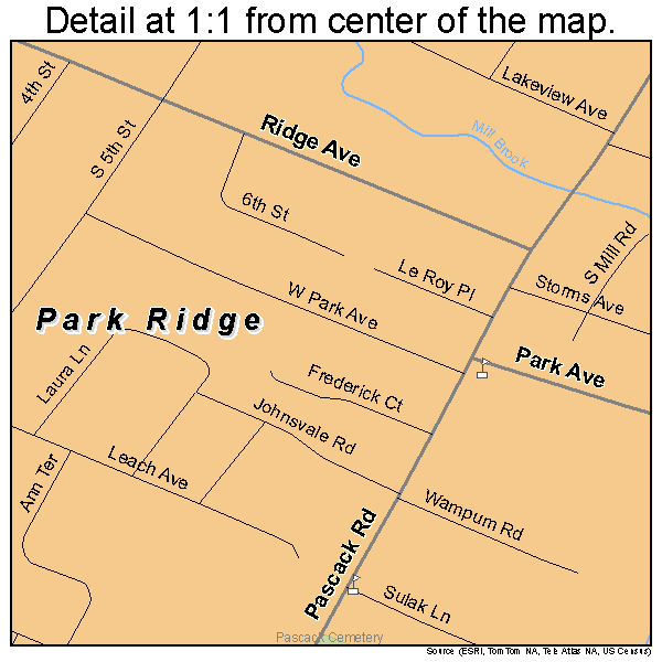 Park Ridge, New Jersey road map detail