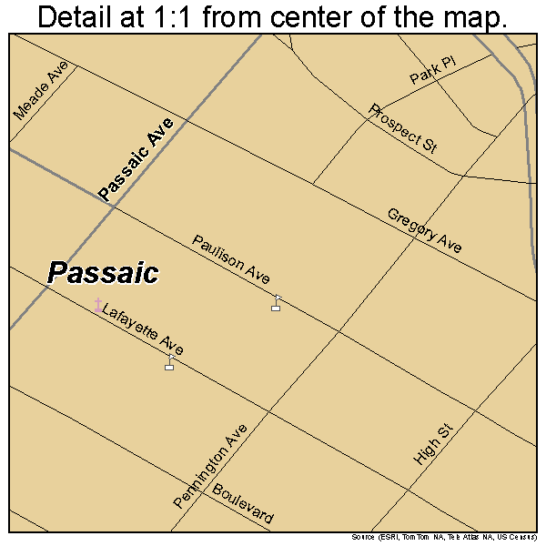 Passaic, New Jersey road map detail