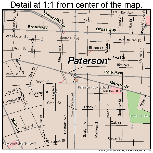 Paterson, New Jersey road map detail