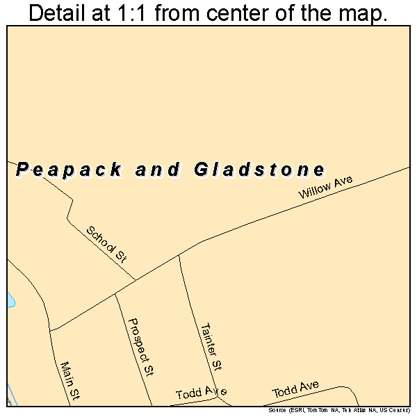 Peapack and Gladstone, New Jersey road map detail