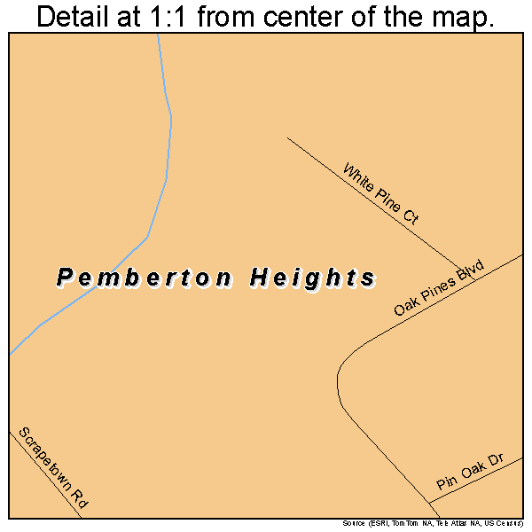 Pemberton Heights, New Jersey road map detail