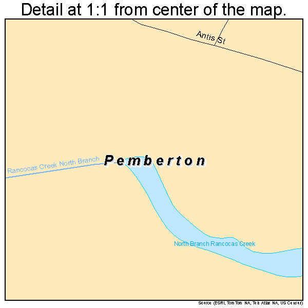 Pemberton, New Jersey road map detail
