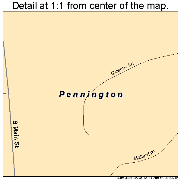 Pennington, New Jersey road map detail