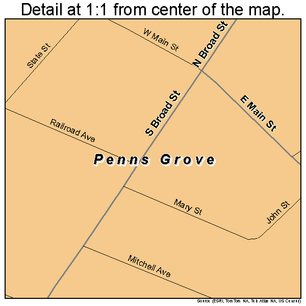 Penns Grove, New Jersey road map detail
