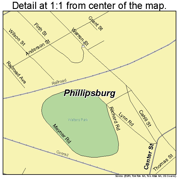 Phillipsburg, New Jersey road map detail