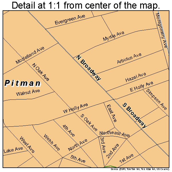 Pitman, New Jersey road map detail