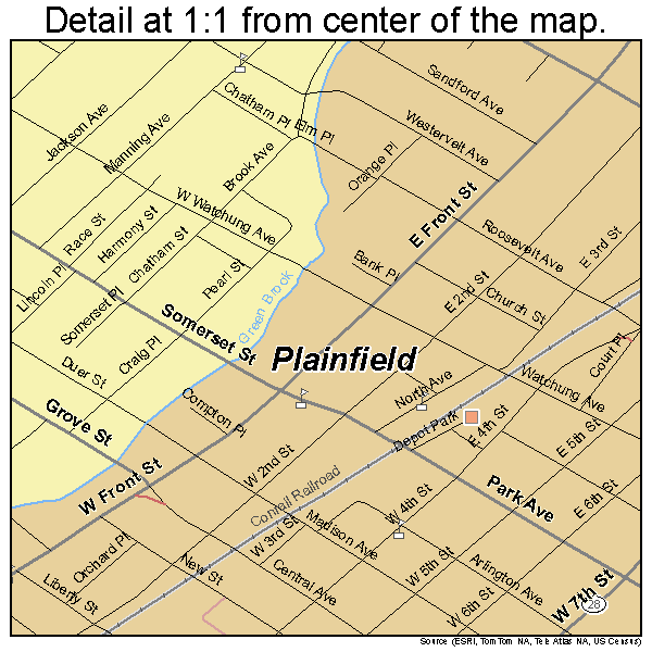 Plainfield, New Jersey road map detail