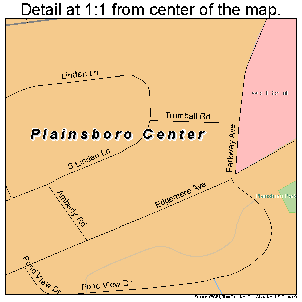 Plainsboro Center, New Jersey road map detail