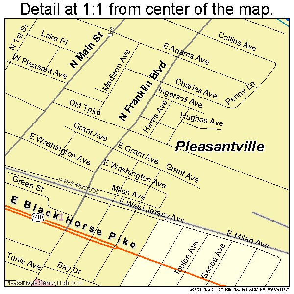 Pleasantville, New Jersey road map detail