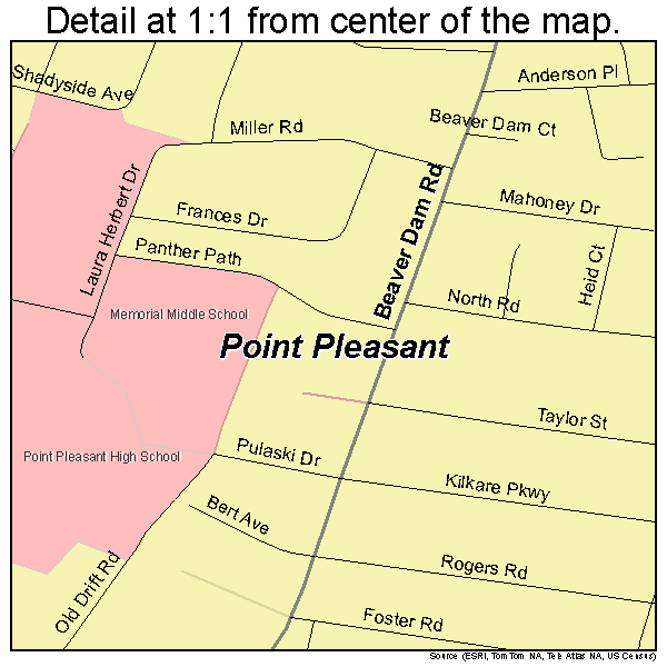 Point Pleasant, New Jersey road map detail