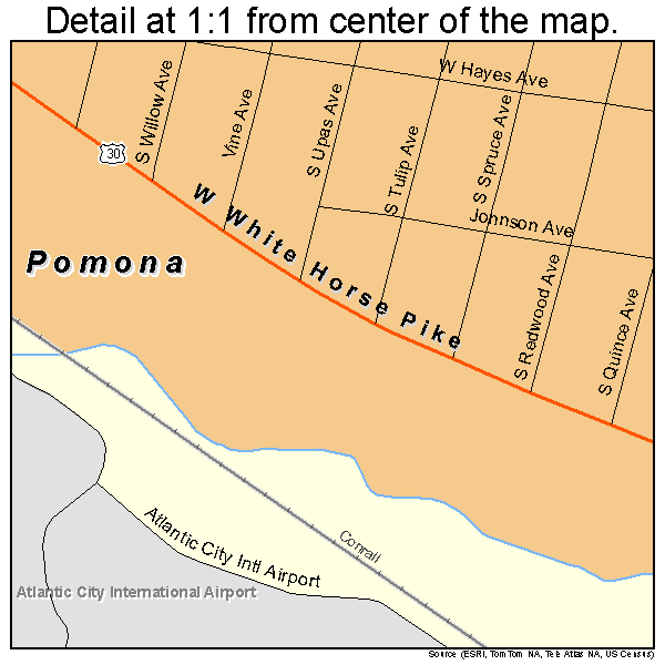 Pomona, New Jersey road map detail