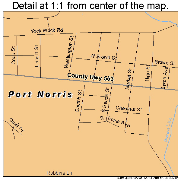 Port Norris, New Jersey road map detail