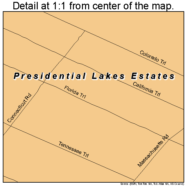 Presidential Lakes Estates, New Jersey road map detail