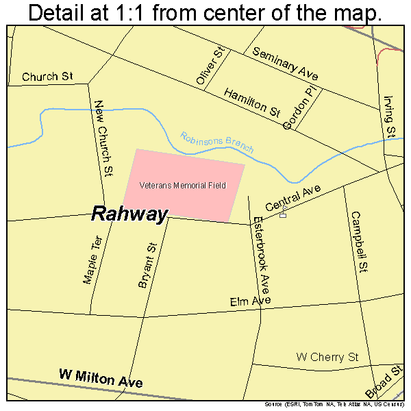 Rahway, New Jersey road map detail
