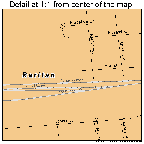 Raritan, New Jersey road map detail