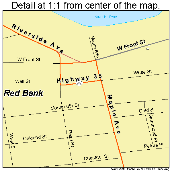 Red Bank, New Jersey road map detail