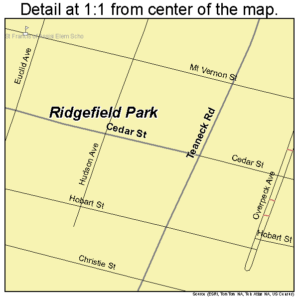Ridgefield Park, New Jersey road map detail
