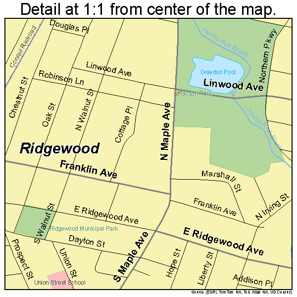 Ridgewood, New Jersey road map detail