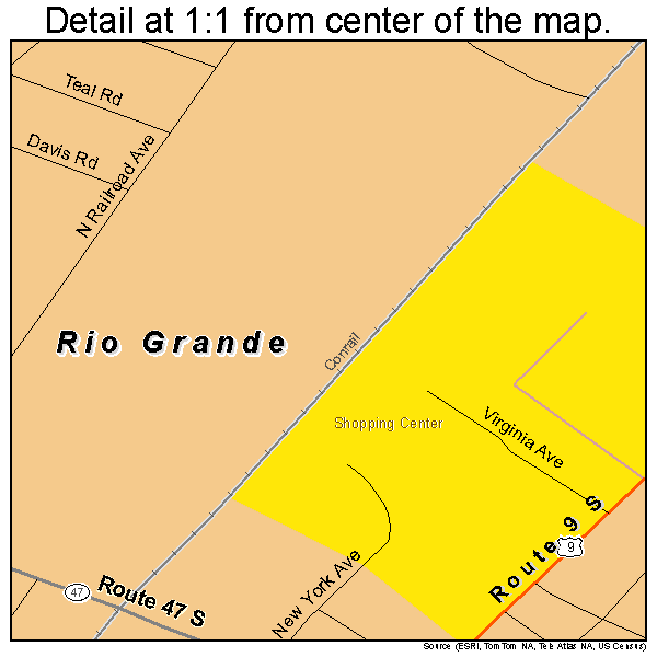 Rio Grande, New Jersey road map detail